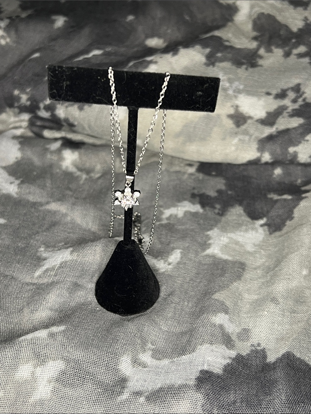 Silver Floral CZ Pendant Necklace - Women's Jewelry